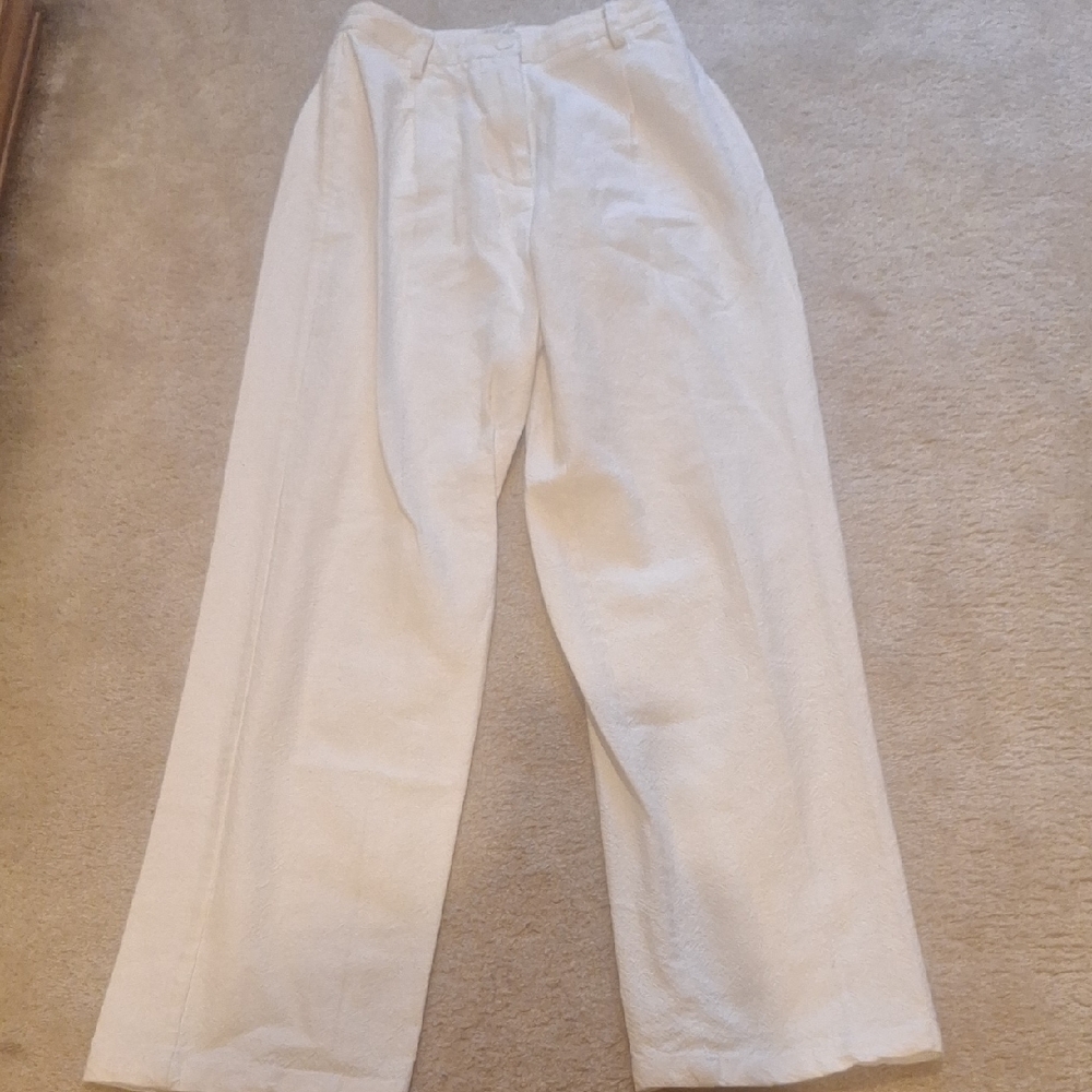 Brandy Melville J. Galt Cream Linen & Cotton Pants 12" Waist 11" Rise 29" Inseam